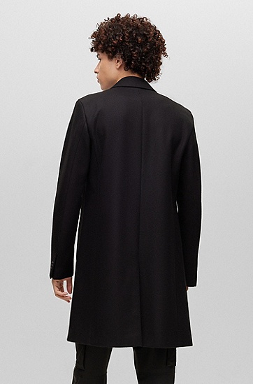HUGO 雨果初剪羊毛混纺常规版型外套,  001_Black