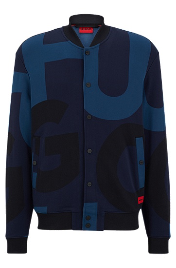 HUGO 雨果徽标印花棉质混纺面料宽松版型夹克外套,  405_Dark Blue