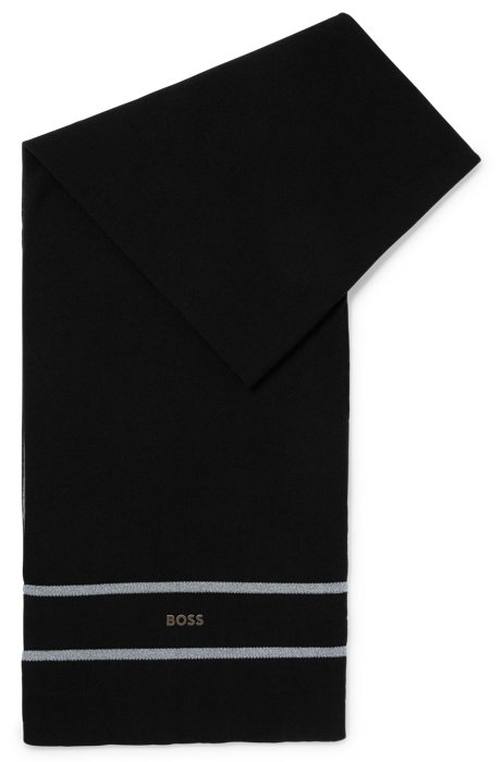Sjaal met decoratieve, reflecterende streep en logo, Zwart