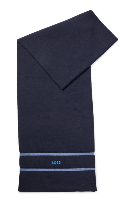 Sjaal met decoratieve, reflecterende streep en logo, Donkerblauw