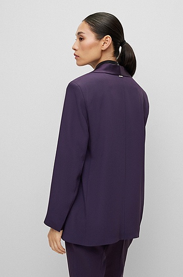 BOSS 博斯青果领设计皱褶绉纱面料常规版型夹克外套,  506_Dark Purple