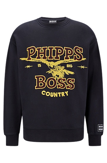 BOSS 博斯PHIPPS联名合作款品牌标识图案棉质运动衫,  001_Black