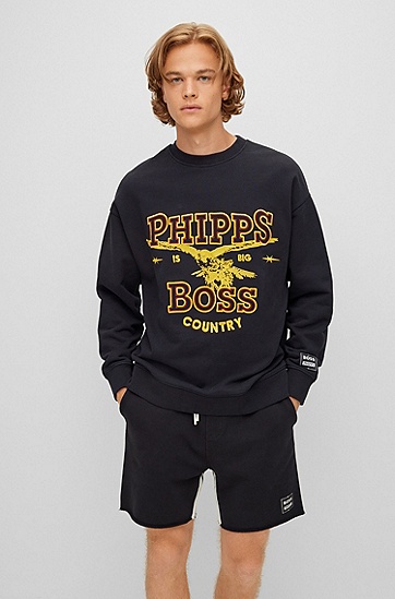 PHIPPS联名合作款品牌标识图案棉质运动衫,  001_Black