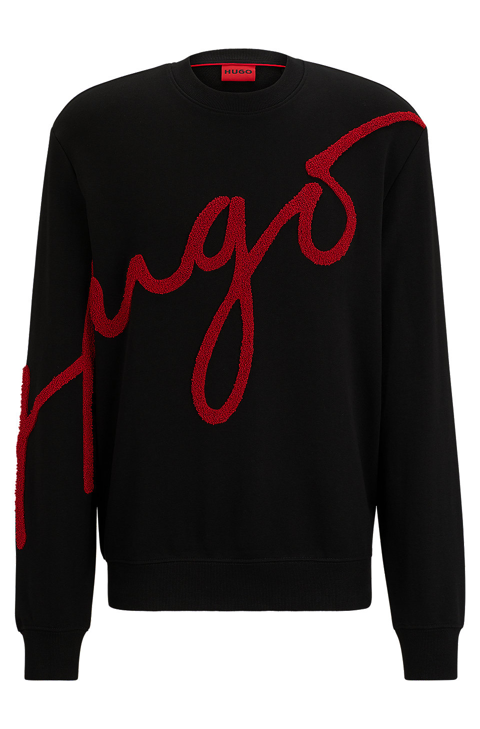 HUGO - Cotton-terry sweatshirt with embroidered handwritten logo