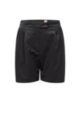 Relaxed-Fit Shorts mit weitem Beinverlauf und Besätzen aus Seiden-Mix, Schwarz