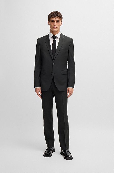 Regular-fit suit in a stretch-virgin-wool blend, Black