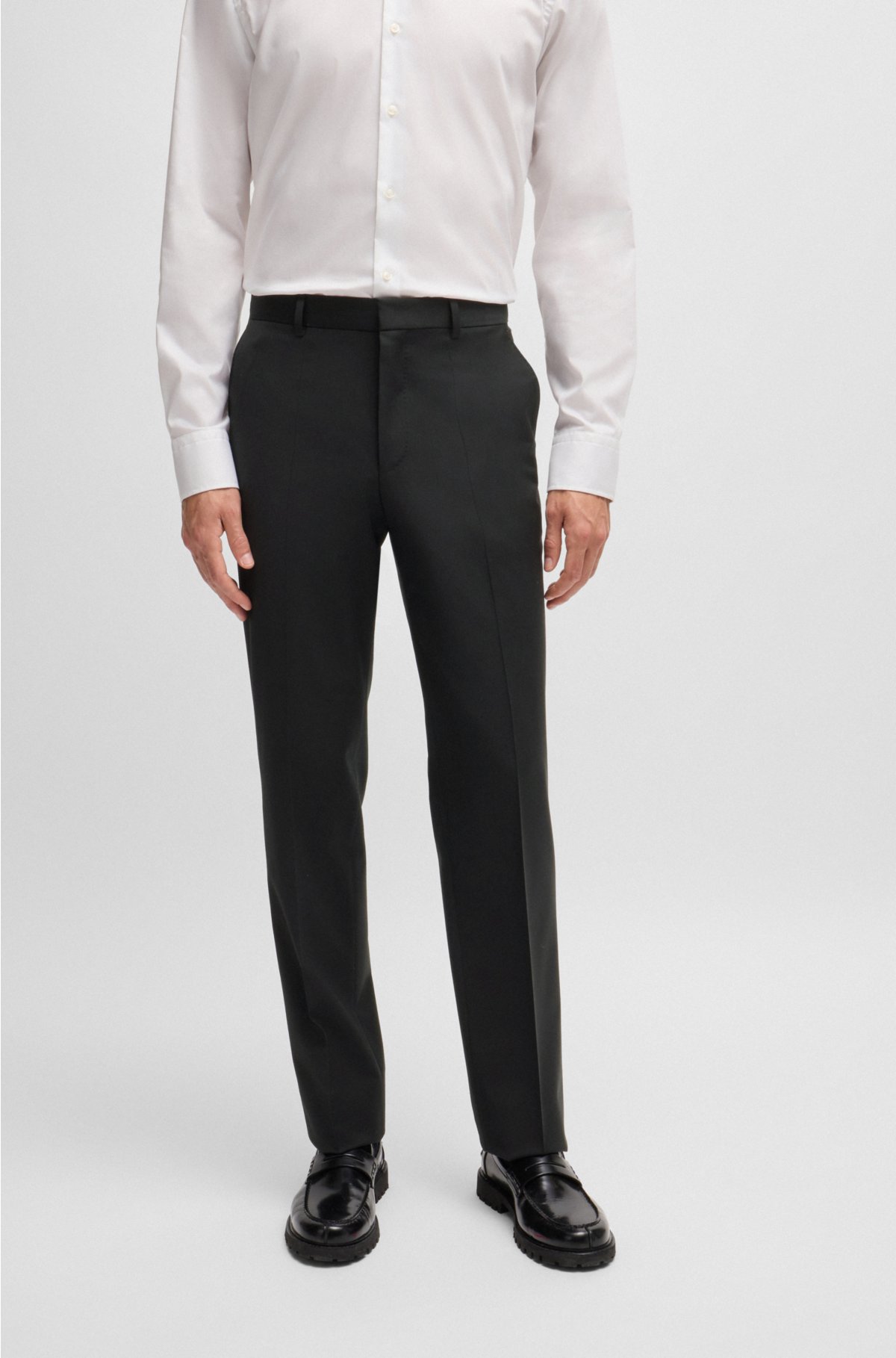 Regular-fit suit in a stretch-virgin-wool blend, Black