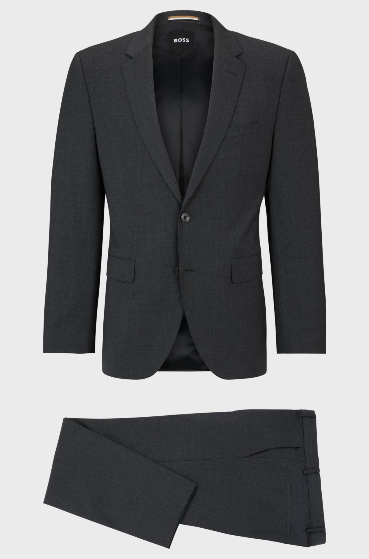 Regular-fit suit in a stretch-virgin-wool blend, Dark Grey