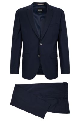 BOSS - Regular-fit suit in a melange virgin-wool blend