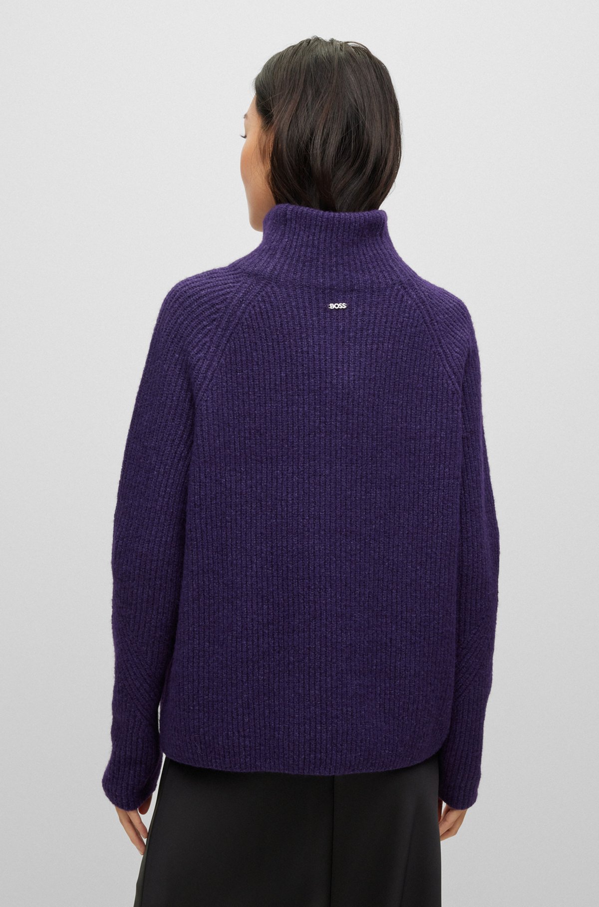 BOSS - Rollneck sweater with travelling rib