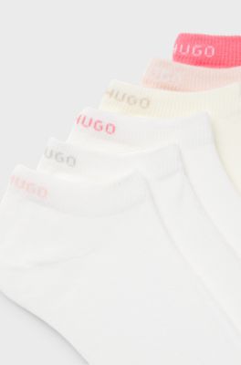 Sechserpack Socken aus Baumwoll-Mix, Wei&szlig; / Pink