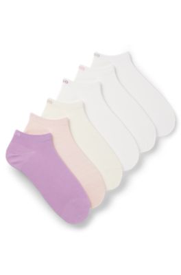 Six-pack ankle socks, White / Pink