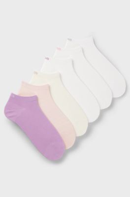Six-pack ankle socks, White / Pink