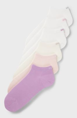Six-pack ankle socks, White / Pink