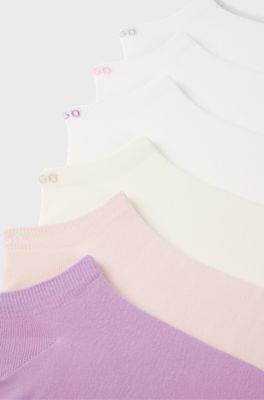 Six-pack ankle socks, White / Pink