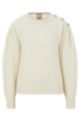 Wool-blend sweater with jewelled-button trim, White
