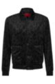 Slim-fit jacket in jaglion-patterned velvet, Black