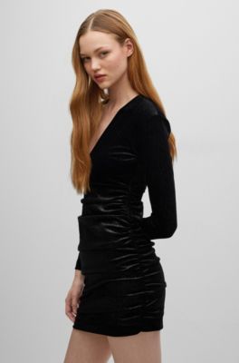 long sleeve mini velvet dress