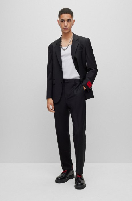 Modern-fit suit in a performance virgin-wool blend, Black