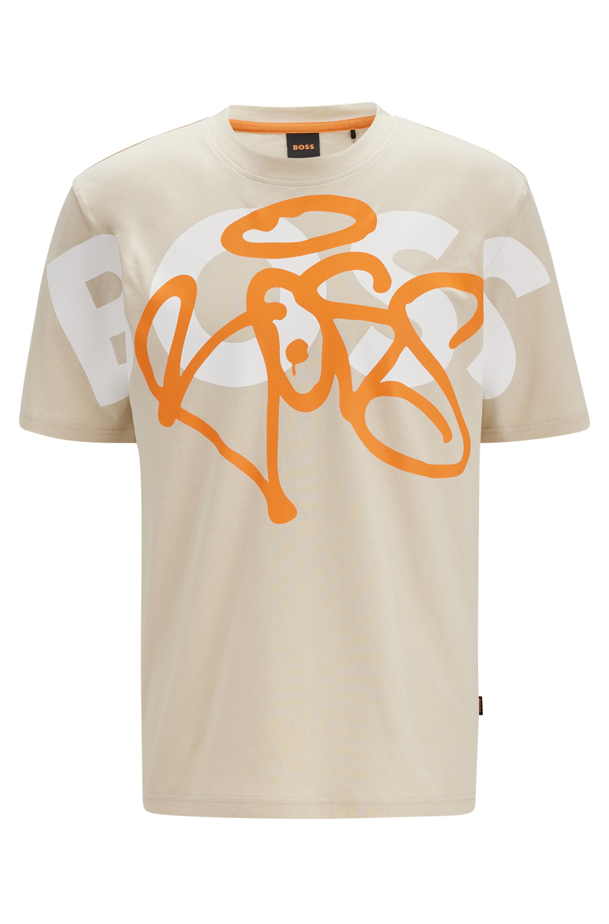 T-shirt Relaxed Fit en coton à motif logo et graffiti artistique, Beige clair