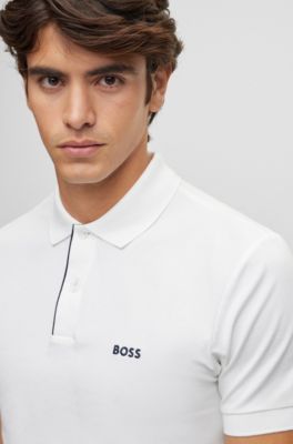 BOSS Stretch cotton Slim fit Polo Shirt With Tape Inserts