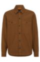 Oversized-fit overshirt in stretch-cotton dobby, Brown