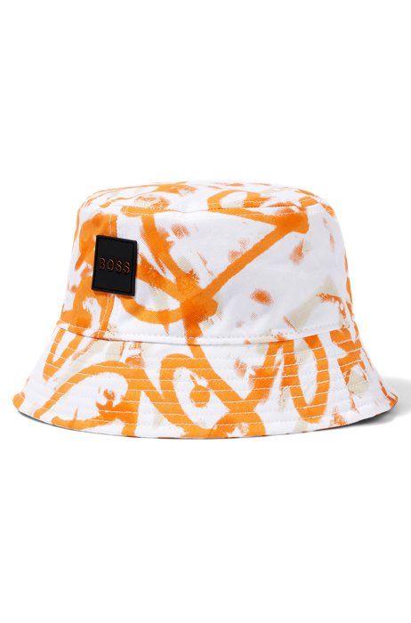 Graffiti-artwork bucket hat in cotton twill , Orange
