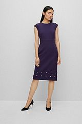 Slim-fit dress with stud details, Dark Purple