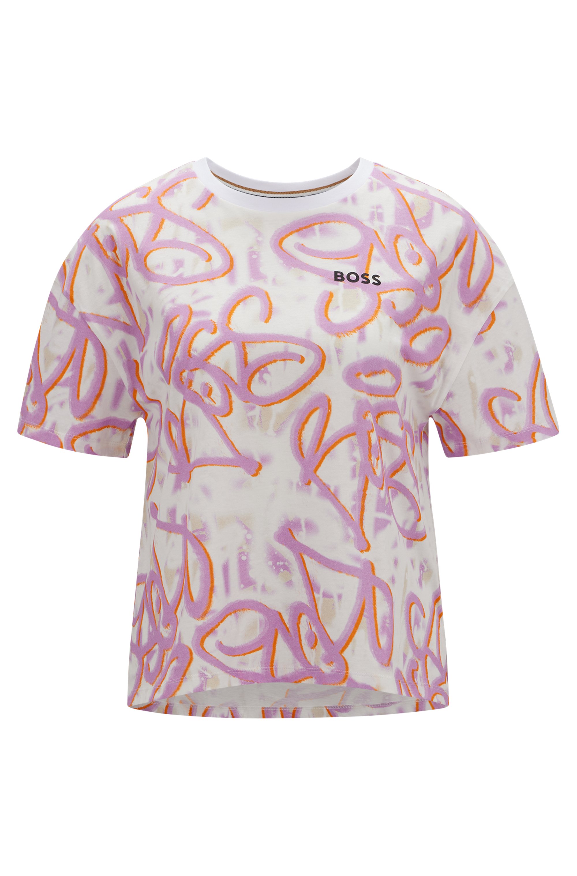 Relaxed-fit cotton-jersey T-shirt with graffiti-style artwork, Patterned