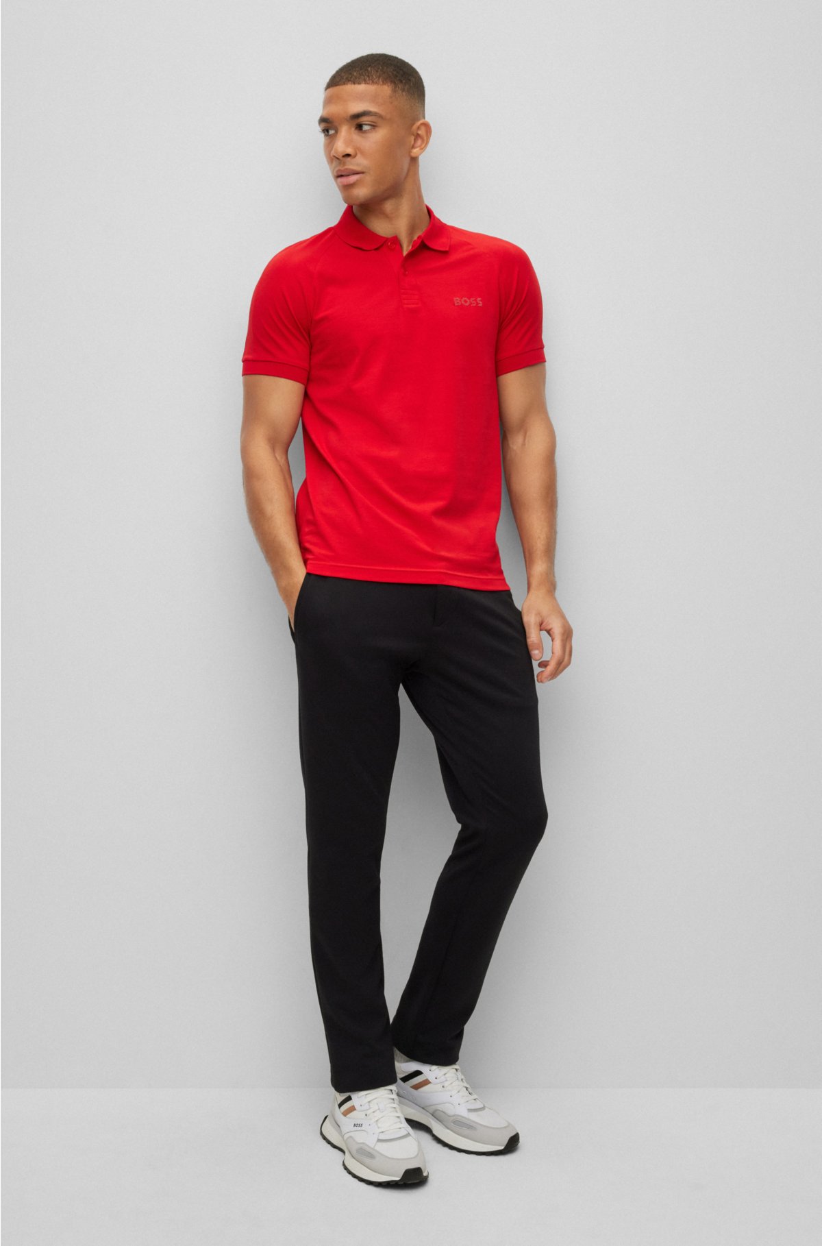 hundrede overdrivelse person BOSS - Stretch-cotton slim-fit polo shirt with rhinestone details