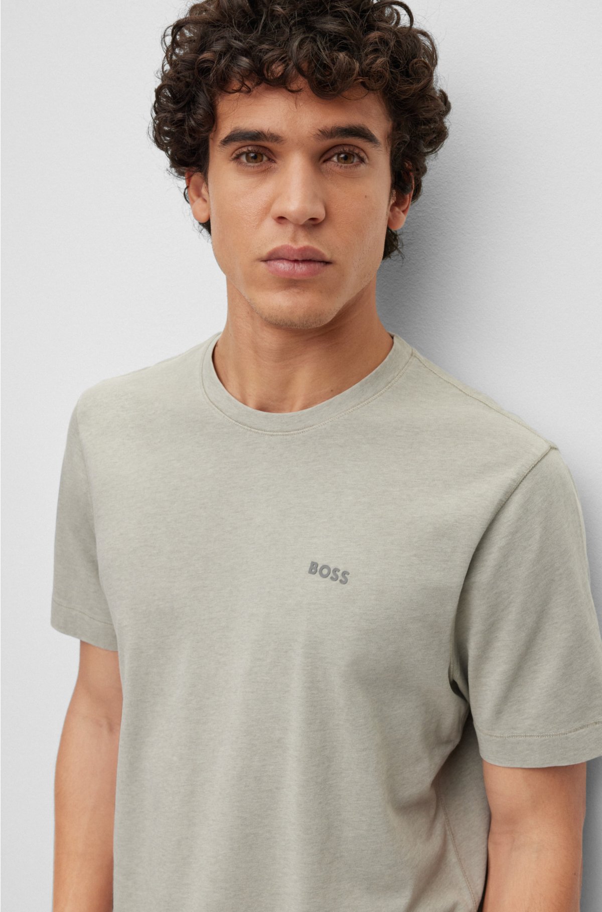 zege links archief BOSS - Regular-fit T-shirt van katoenjersey met logoprint