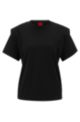 Organic-cotton T-shirt with padded shoulders, Black