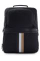 Recycled-nylon backpack with signature stripe, Black