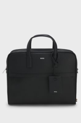 Borsa portadocumenti con logo stampato, Nero