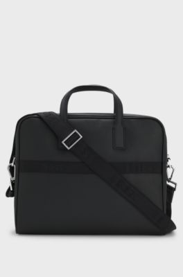 Aktetas met logo in folieprint, Zwart