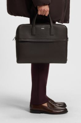 Borsa portadocumenti con logo stampato, Marrone scuro