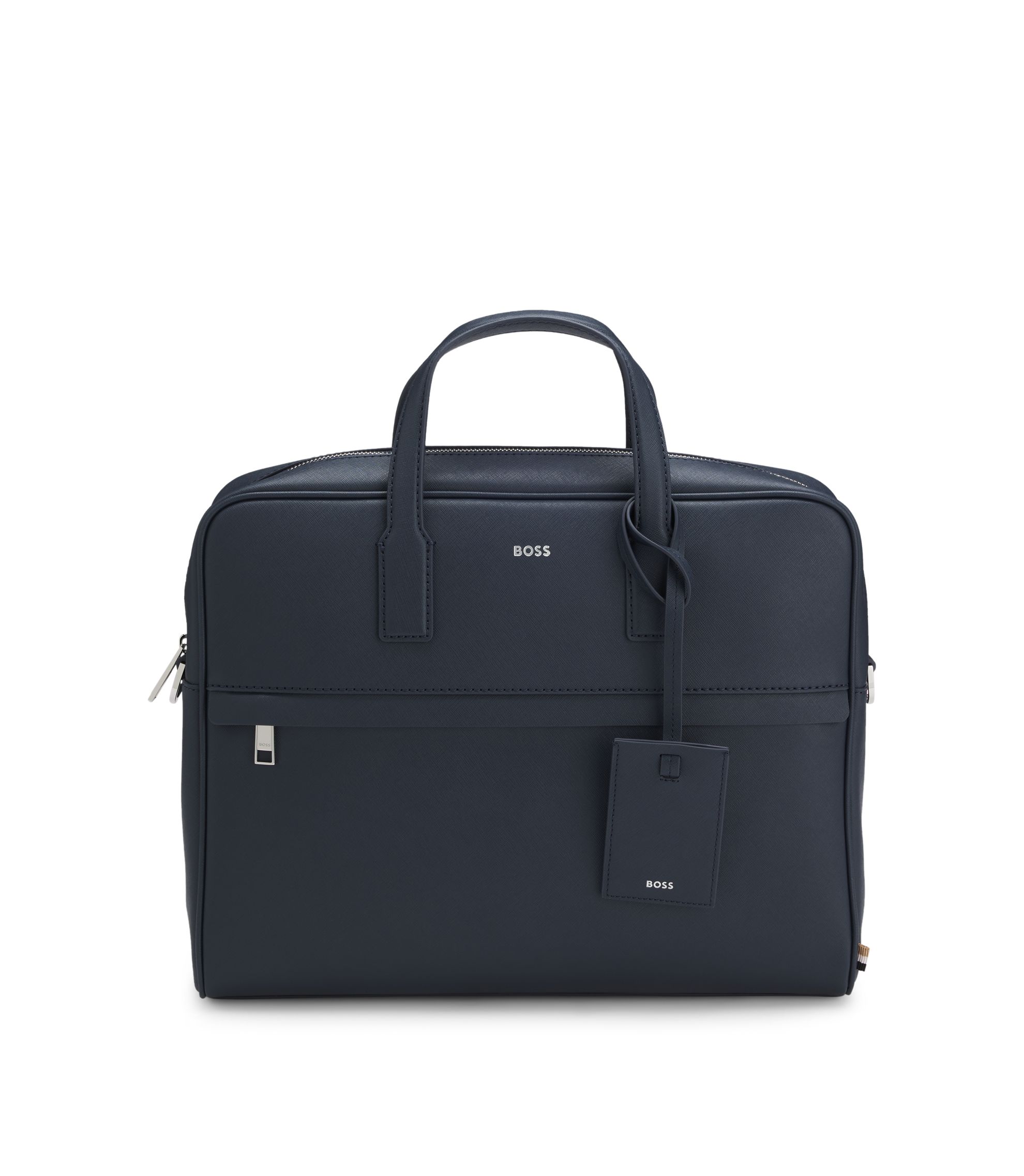 BOSS Structured document case with foil-print logo Dark Blue