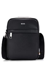 Structured reporter bag with logo lettering, Black