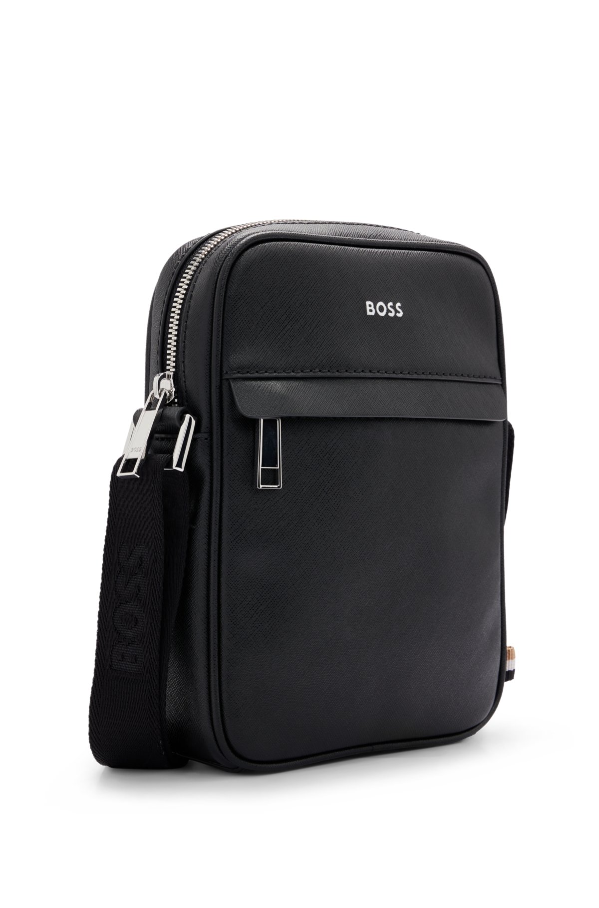 Reporter bag with signature stripe and logo detail, Black