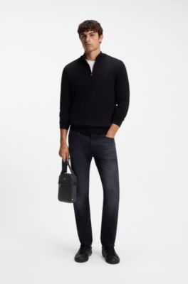 Reporter bag in faux leather with logo detail, Black