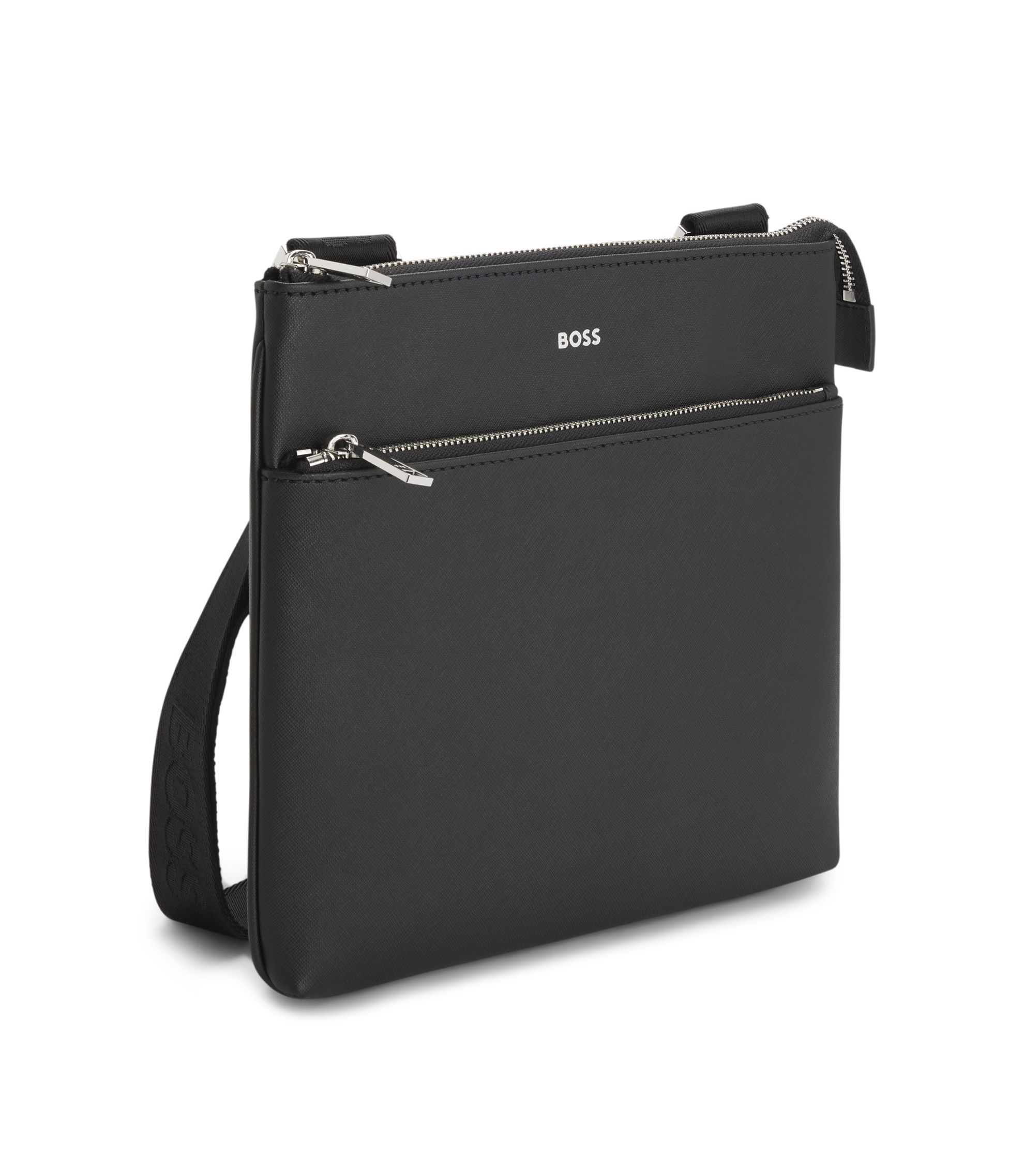 BOSS - Envelope bag with foil-print logo - Black