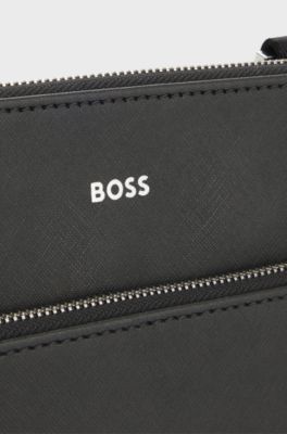 Enveloptas met logo in folieprint, Zwart