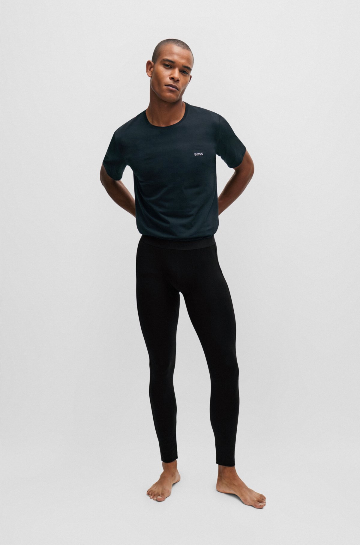 Thermal long johns with logo waistband, Black