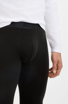 Lange Unterhose mit Thermo-Eigenschaften und Logo-Bund, Schwarz