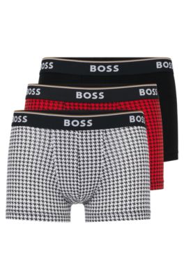 padle arbejde dramatiker BOSS - Three-pack of stretch-cotton trunks with logo waistbands