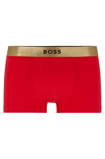 BOSS 博斯金属质感裤腰弹力棉中腰短裤,  600_Red