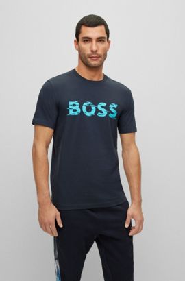 Boss New Hugo BOSS blue sports athleisure t-shirt muscle regular fit Large L XXL £79 