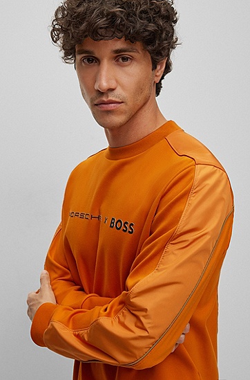 BOSS 博斯Porsche x BOSS 合作款品牌标识图案棉质运动衫,  890_Open Orange