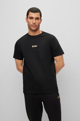 BOSS - Mercerised-cotton polo shirt with logo inserts