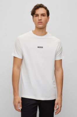 BOSS - Cotton-jersey T-shirt with artwork and logos
